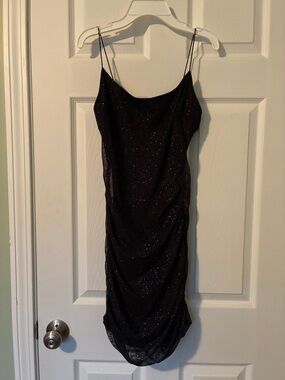 Windsor Black Sparkle Slip Mini Dress with Spaghetti Straps